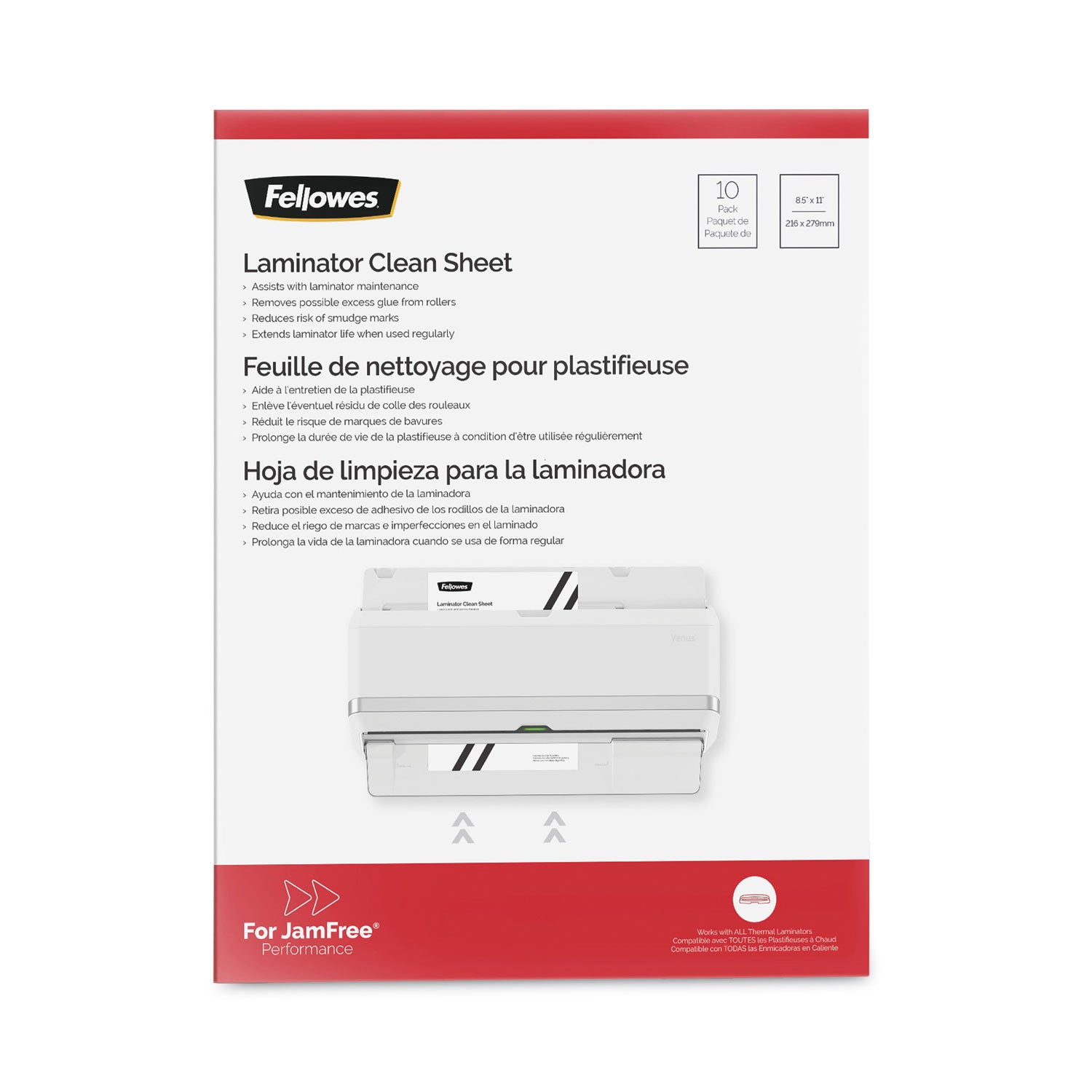 Laminator Cleaning Sheets, 3 to 10 mil, 8.5" x 11", White, 10/Pack