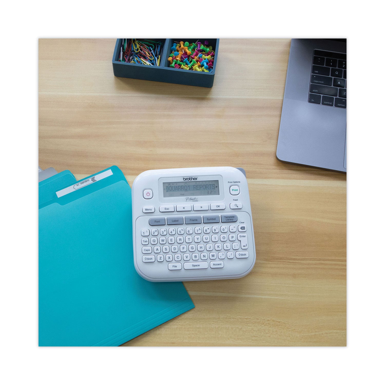 P-Touch PT-D220 Label Maker, 2 Lines, 3.9 x 9.3 x 10.2