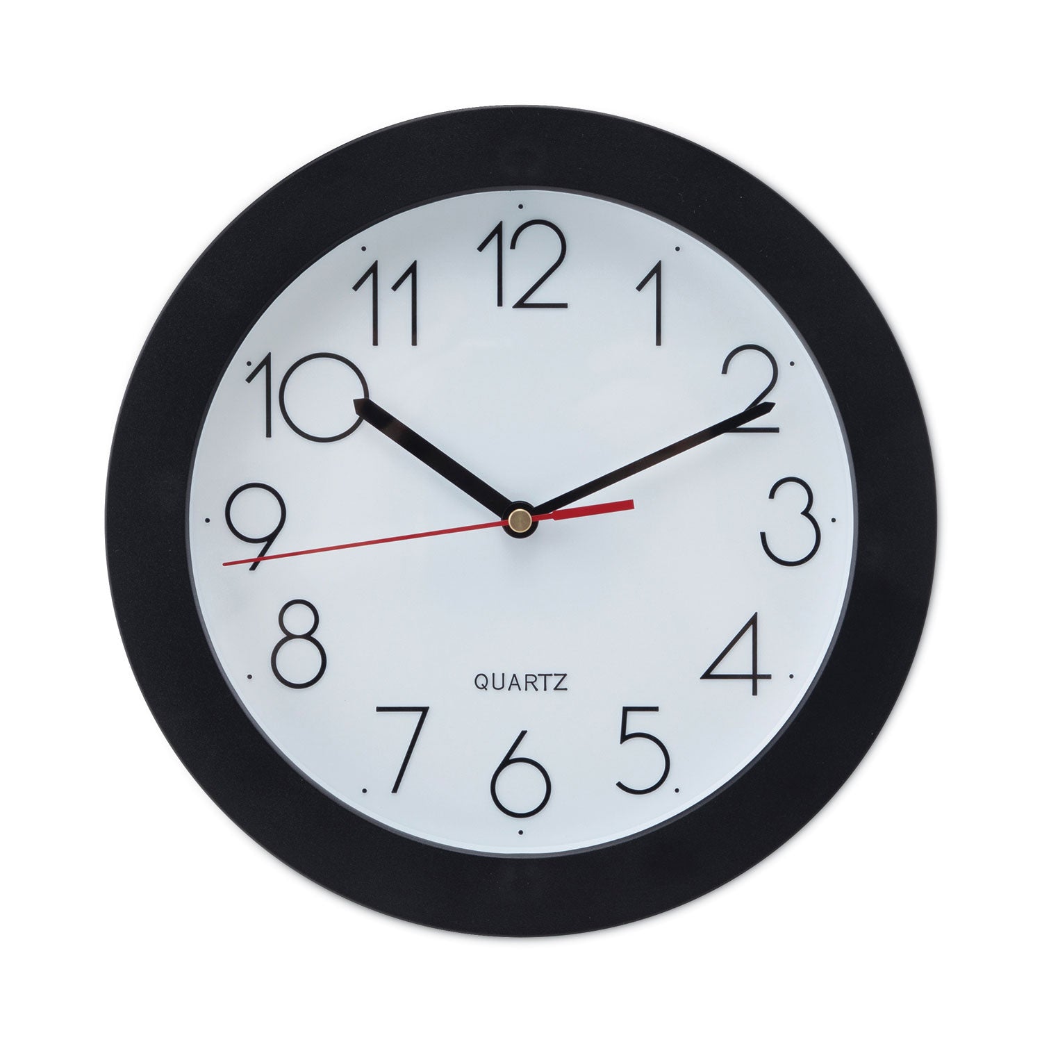 Bold Round Wall Clock, 9.75" Overall Diameter, Black Case, 1 AA (sold separately) - 