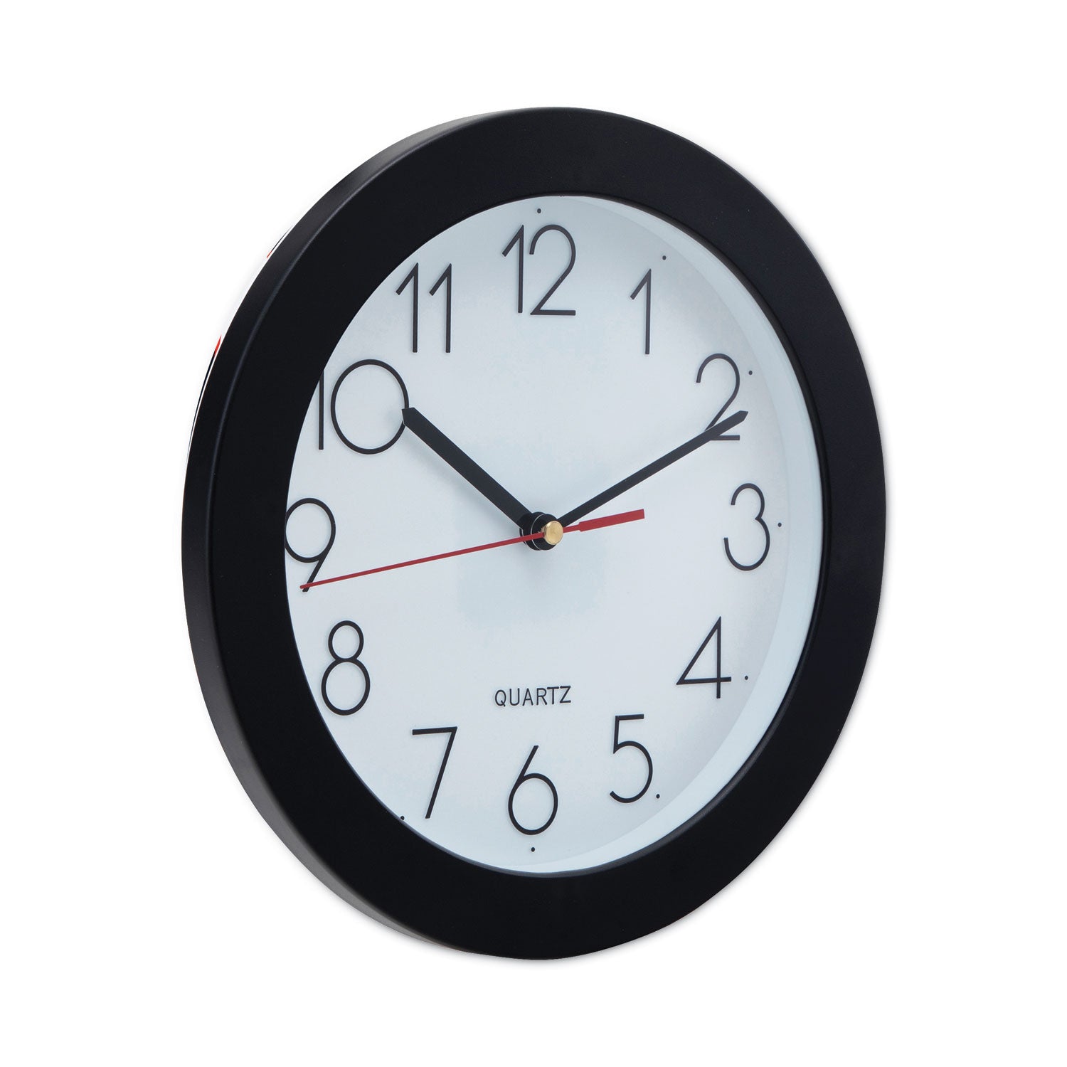 Bold Round Wall Clock, 9.75" Overall Diameter, Black Case, 1 AA (sold separately) - 