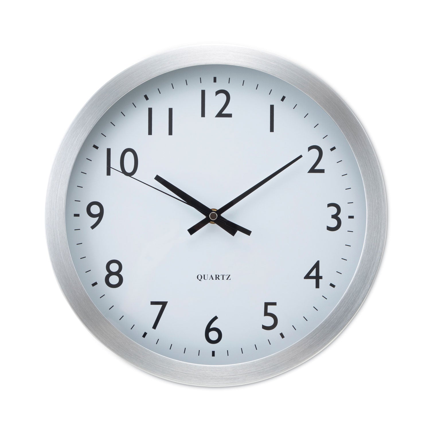 brushed-aluminum-wall-clock-12-overall-diameter-silver-case-1-aa-sold-separately_unv10425 - 1