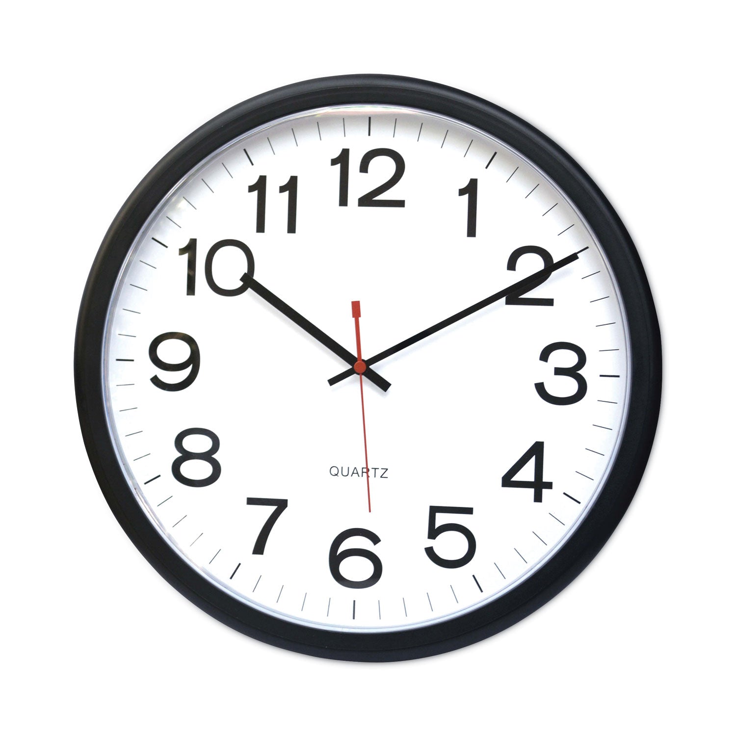 Indoor/Outdoor Round Wall Clock, 13.5" Overall Diameter, Black Case, 1 AA (sold separately) - 2