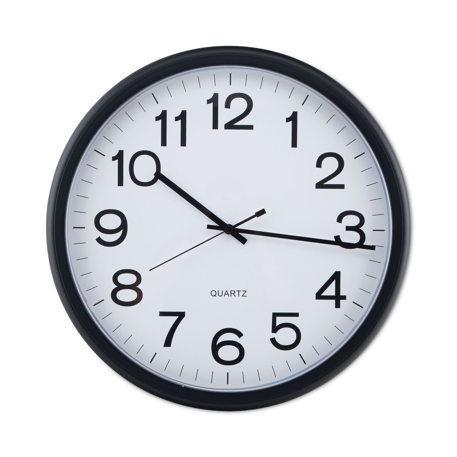 Round Wall Clock, 13.5" Overall Diameter, Black Case, 1 AA (sold separately) - 