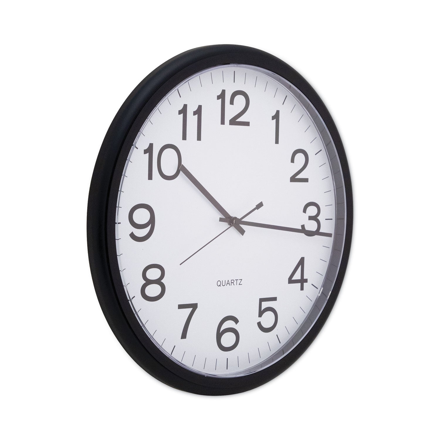 Round Wall Clock, 13.5" Overall Diameter, Black Case, 1 AA (sold separately) - 