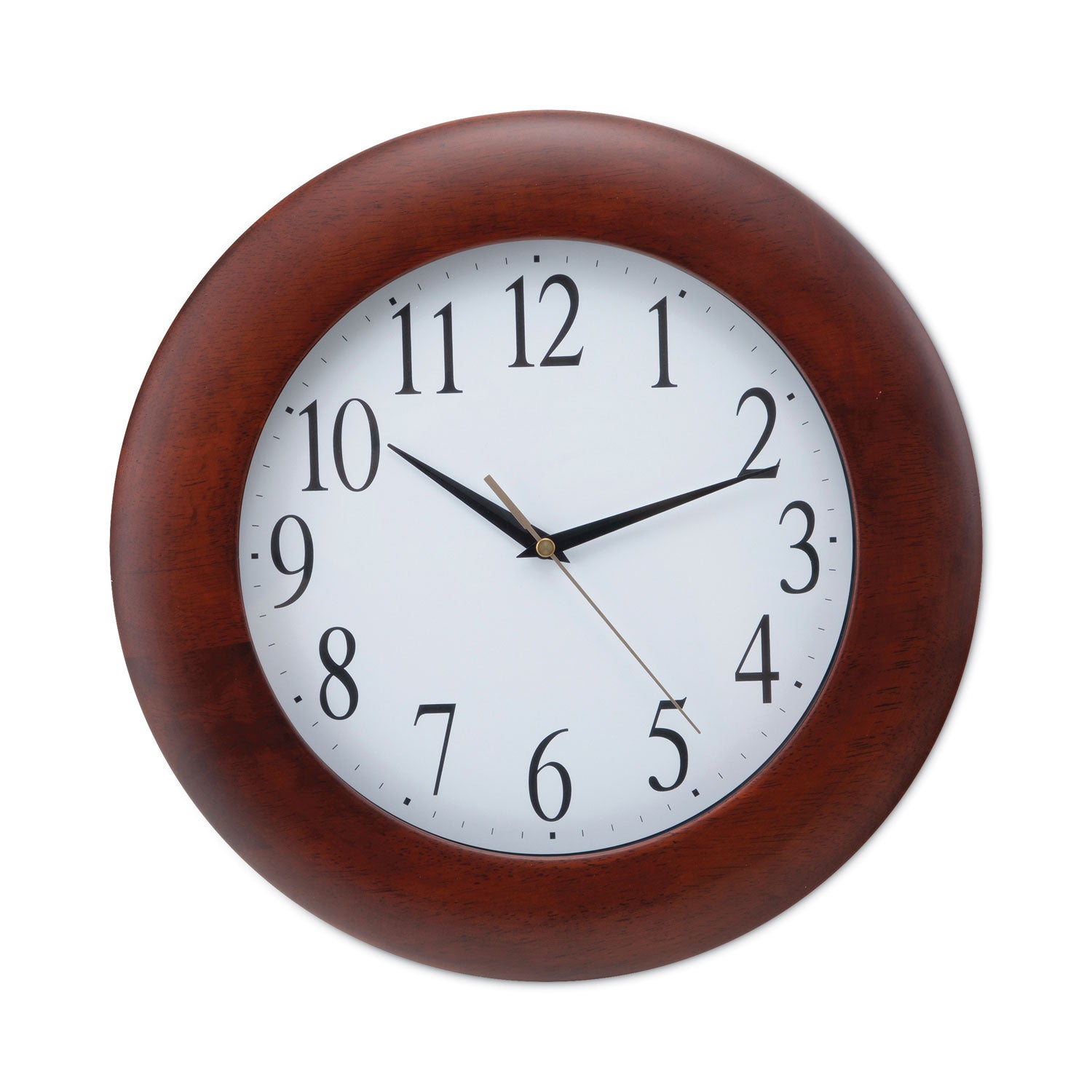 Round Wood Wall Clock, 12.75" Overall Diameter, Cherry Case, 1 AA (sold separately) - 