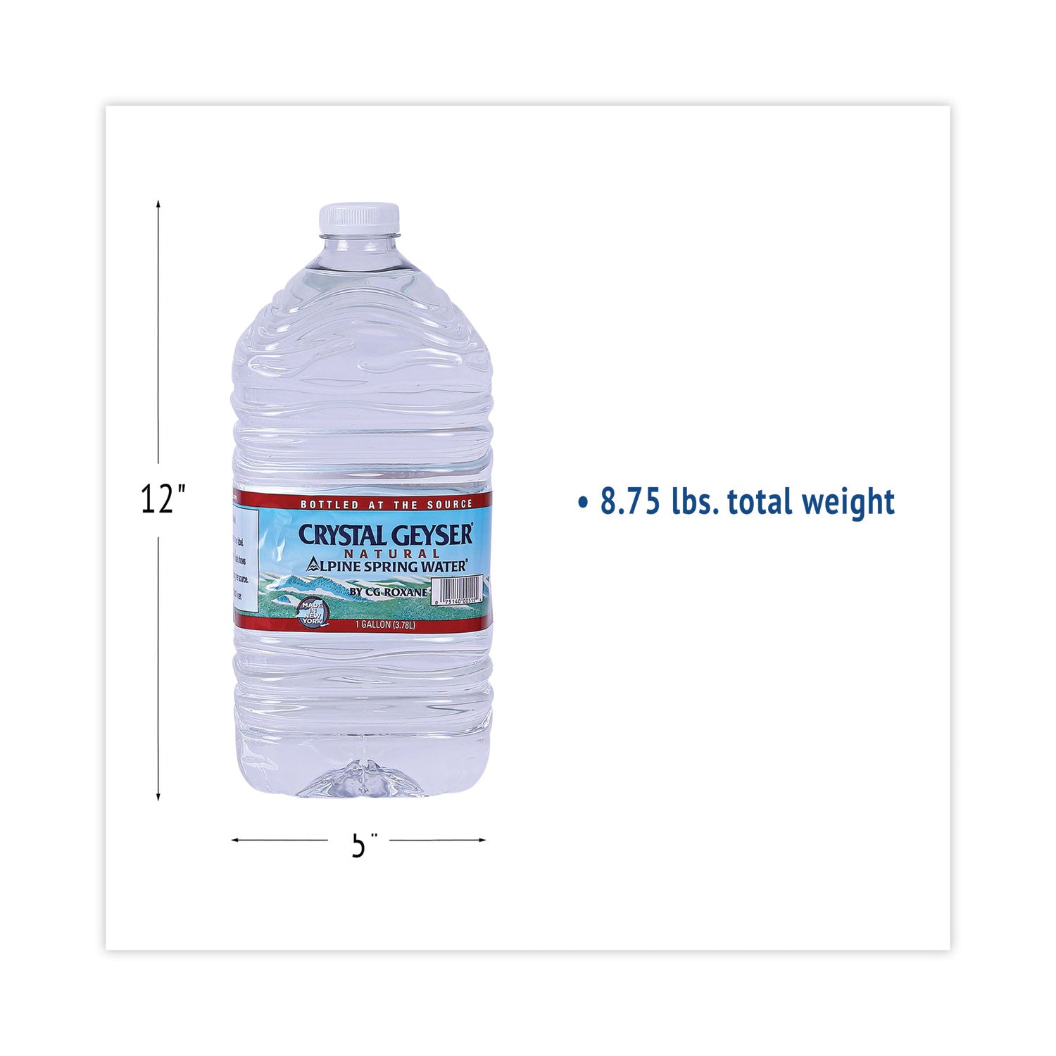 Crystal Geyser Alpine Spring Water, 1 Gal Bottle, 6/Case, 24 Cases/Half Pallet (144 - 1 Galon Bottles) - 6