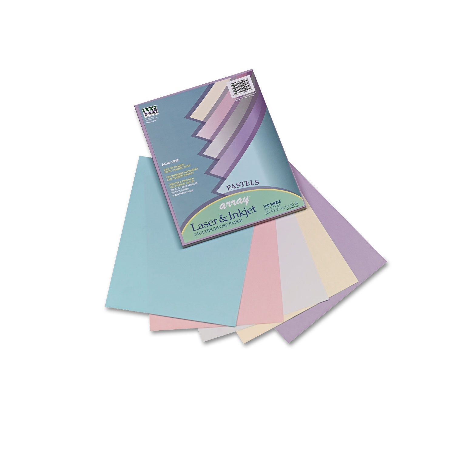 array-colored-bond-paper-20lb-85-x-11-assorted-pastel-colors-100-pack_pac101048 - 1