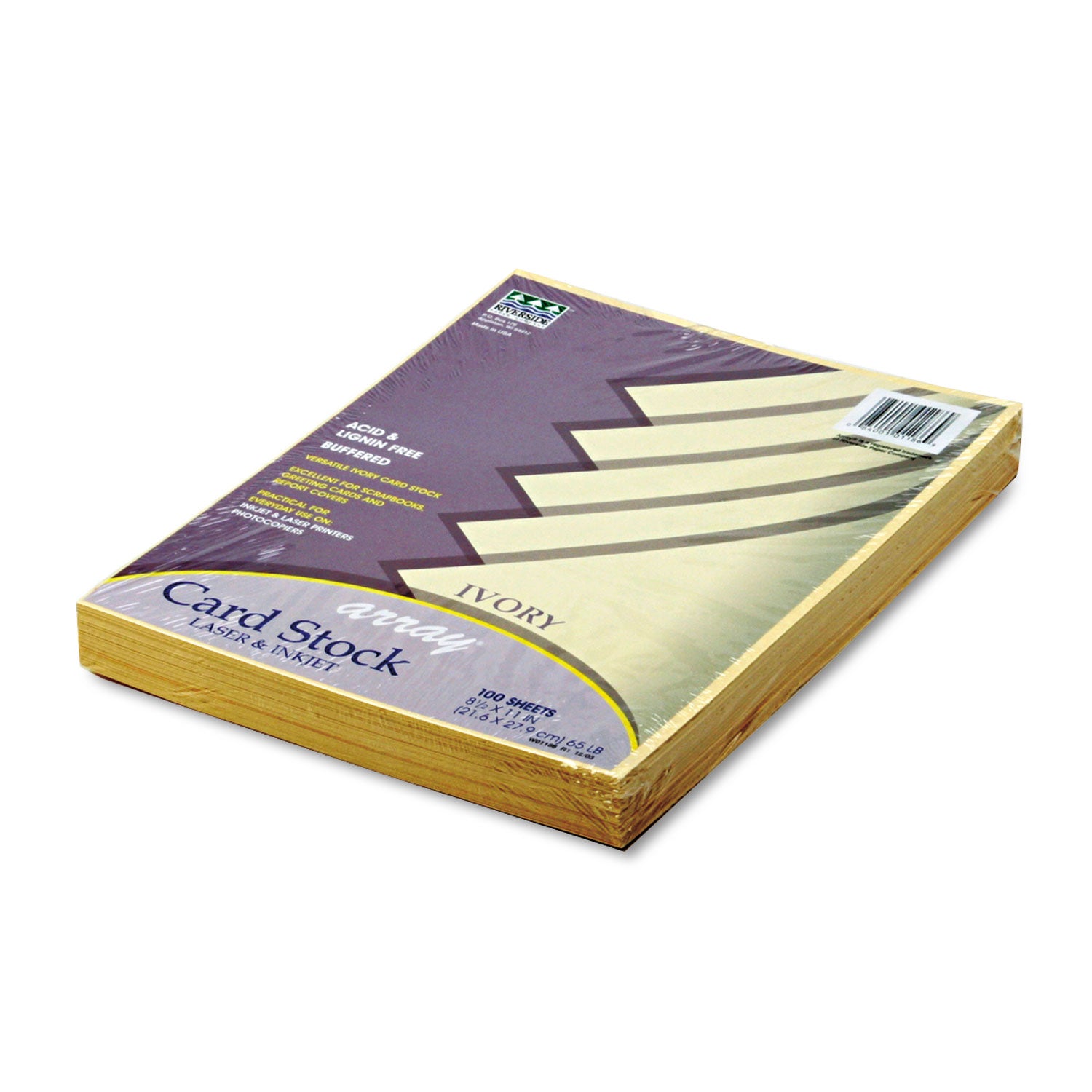 Array Card Stock, 65 lb Cover Weight, 8.5 x 11, Ivory, 100/Pack - 