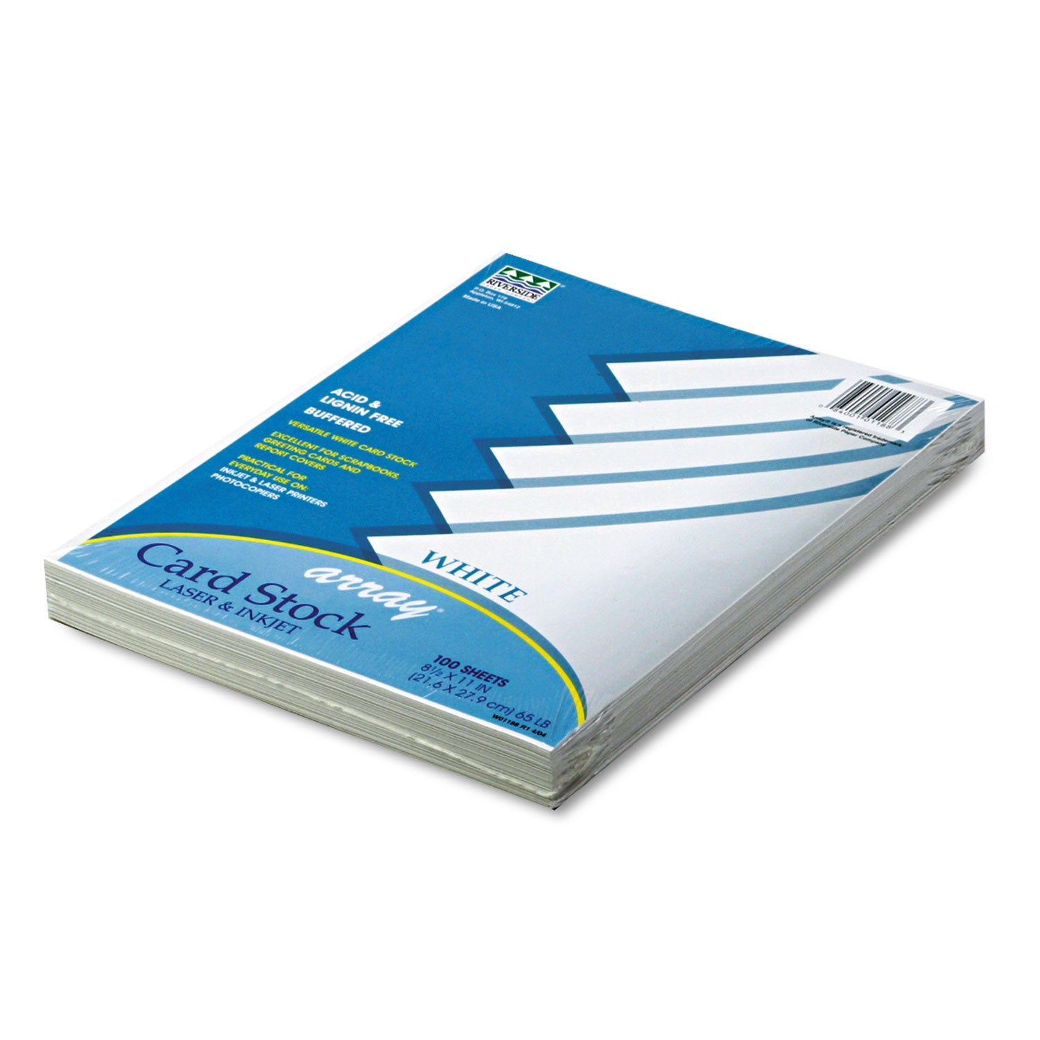 Array Card Stock, 65 lb Cover Weight, 8.5 x 11, White, 100/Pack - 