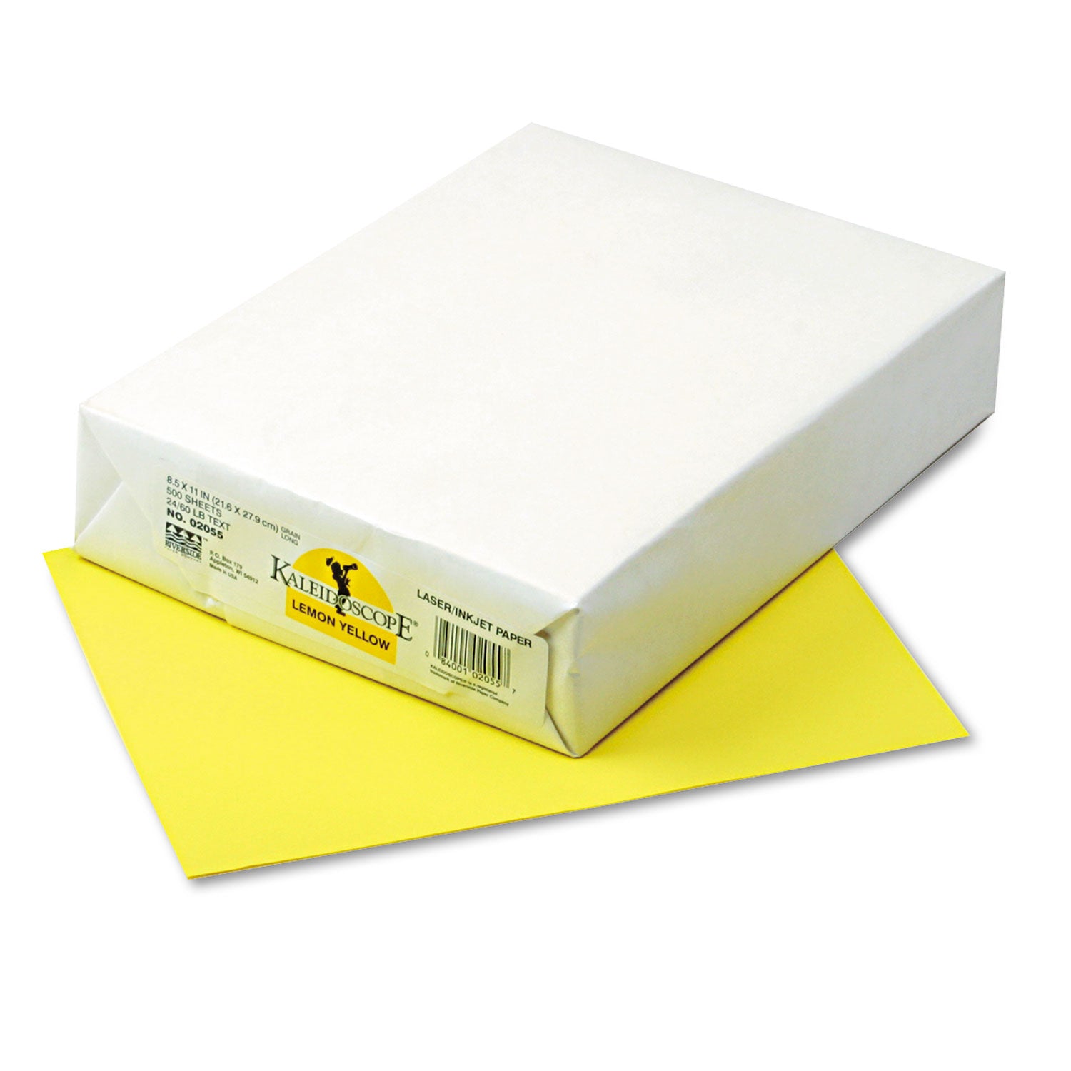 Kaleidoscope Multipurpose Colored Paper, 24 lb Bond Weight, 8.5 x 11, Lemon Yellow, 500/Ream - 