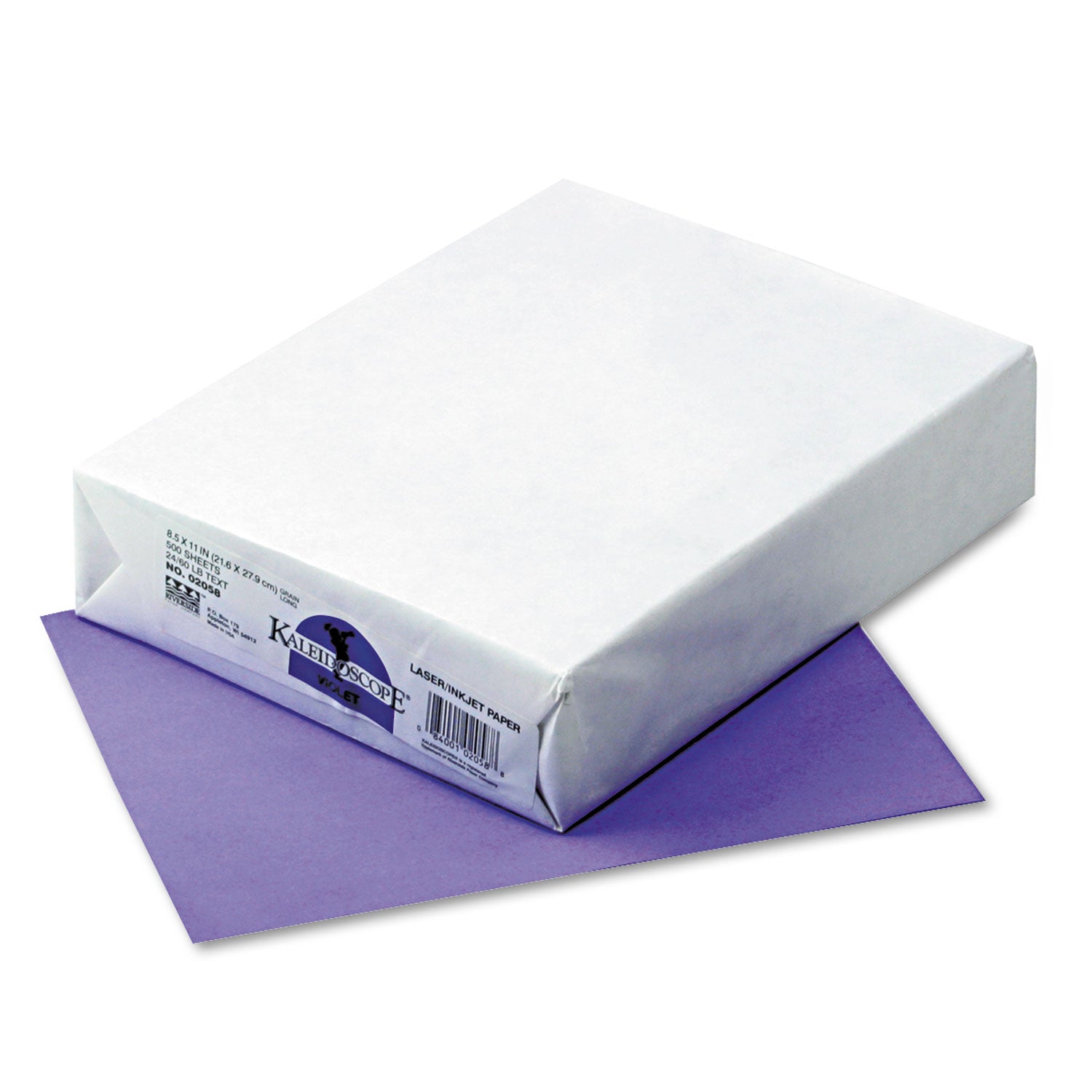 Kaleidoscope Multipurpose Colored Paper, 24 lb Bond Weight, 8.5 x 11, Violet, 500/Ream - 