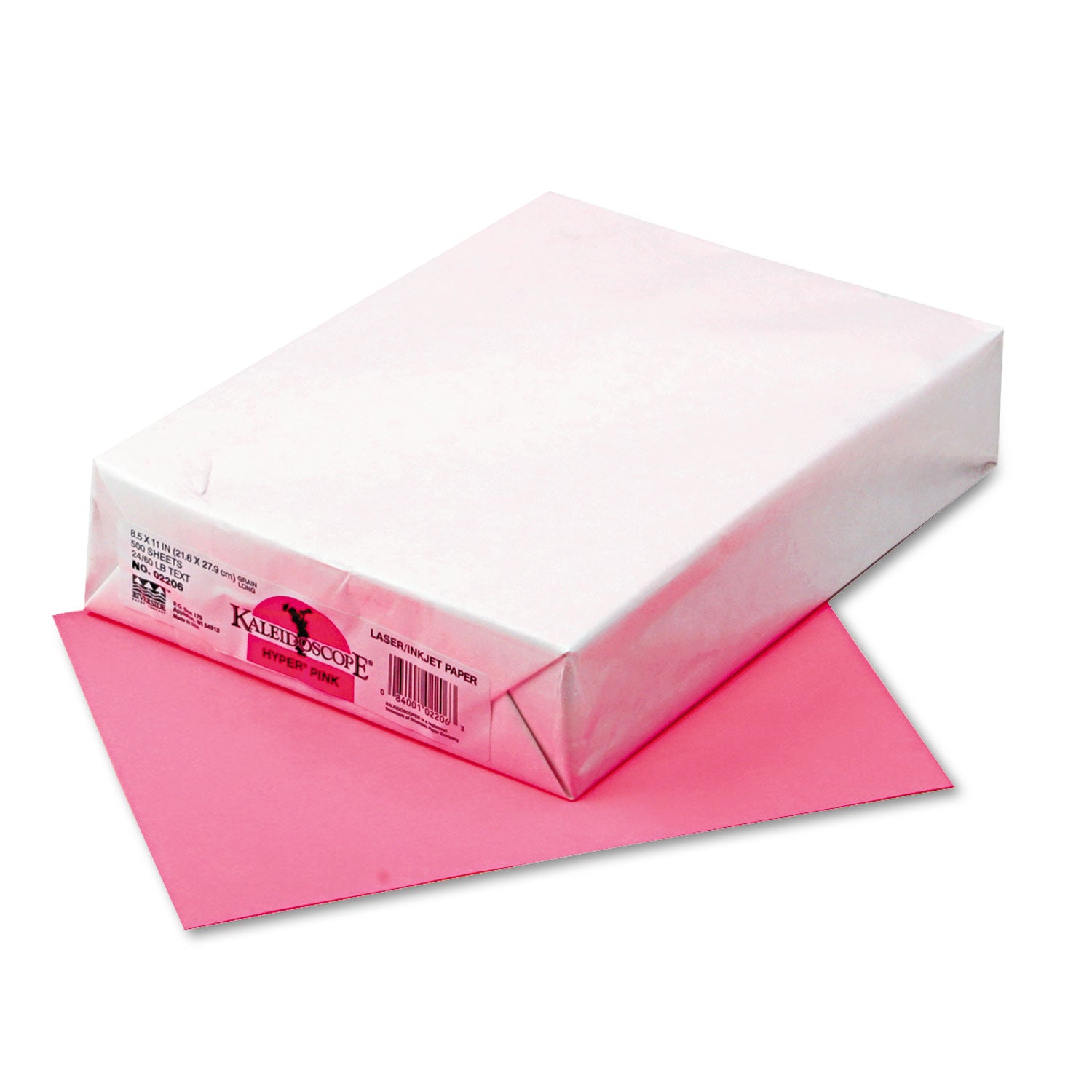 Kaleidoscope Multipurpose Colored Paper, 24 lb Bond Weight, 8.5 x 11, Hyper Pink, 500/Ream - 