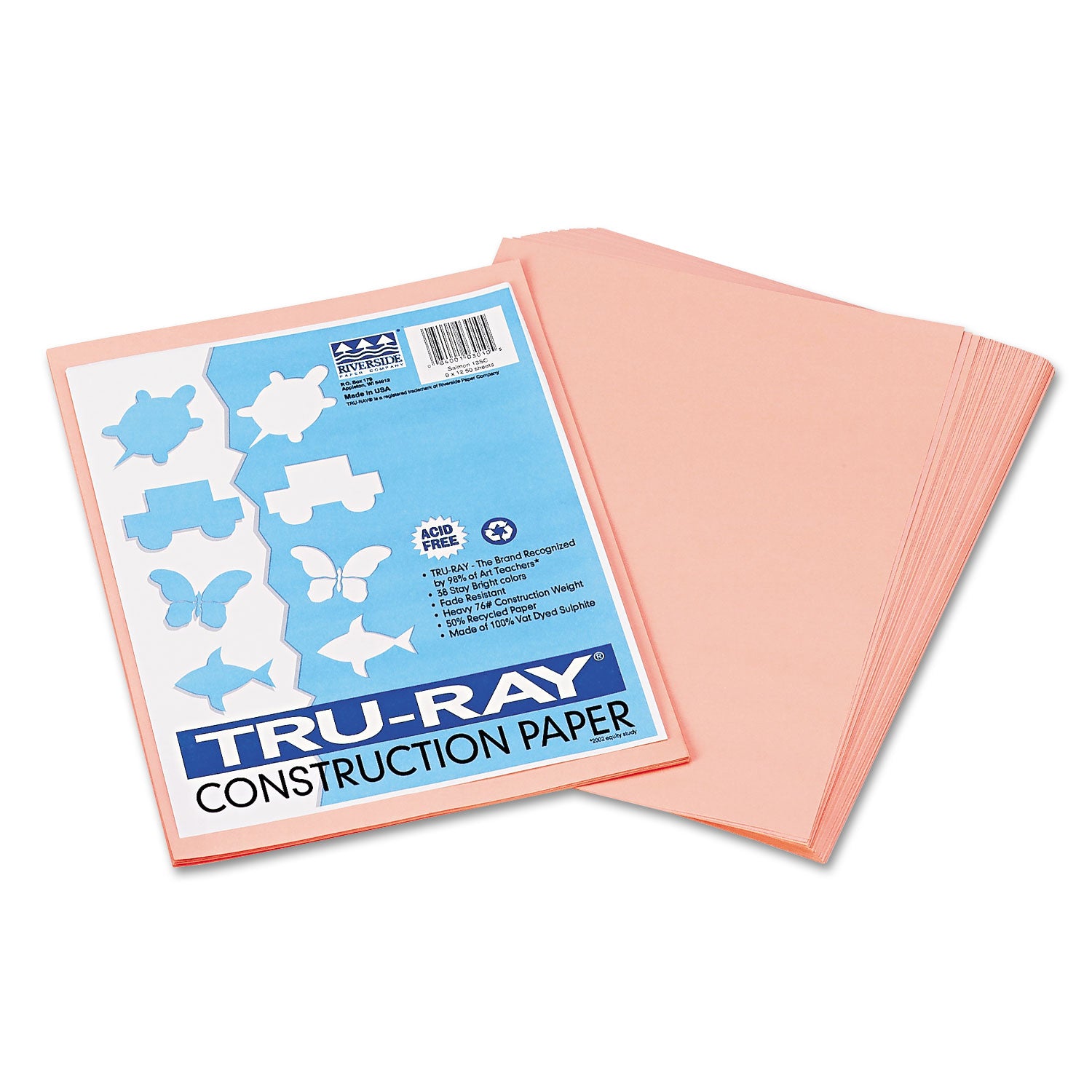 Tru-Ray Construction Paper, 76 lb Text Weight, 9 x 12, Salmon, 50/Pack - 