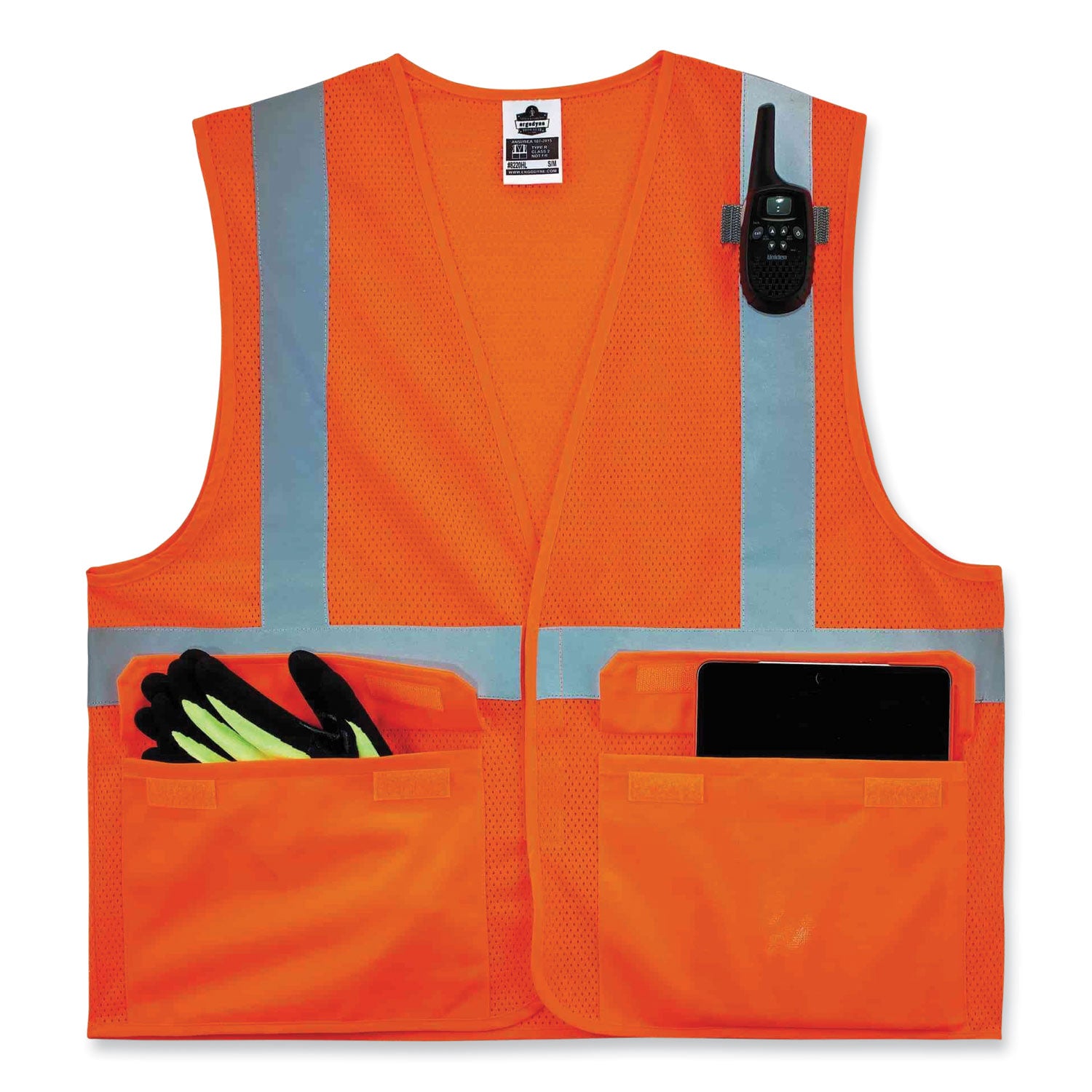 GloWear 8220HL Class 2 Standard Mesh Hook and Loop Vest, Polyester, Large/X-Large, Orange, Ships in 1-3 Business Days