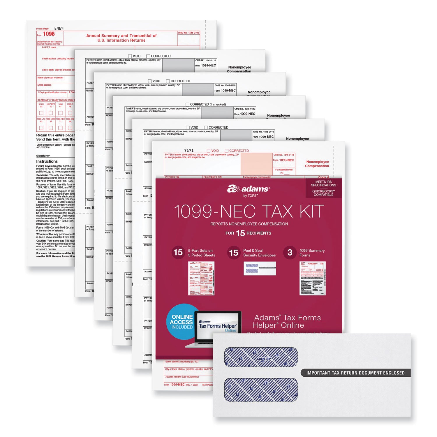 1099-nec-online-tax-kit-fiscal-year-2023-five-part-carbonless-85-x-366-3-forms-sheet-15-forms-total_top22906kit - 1