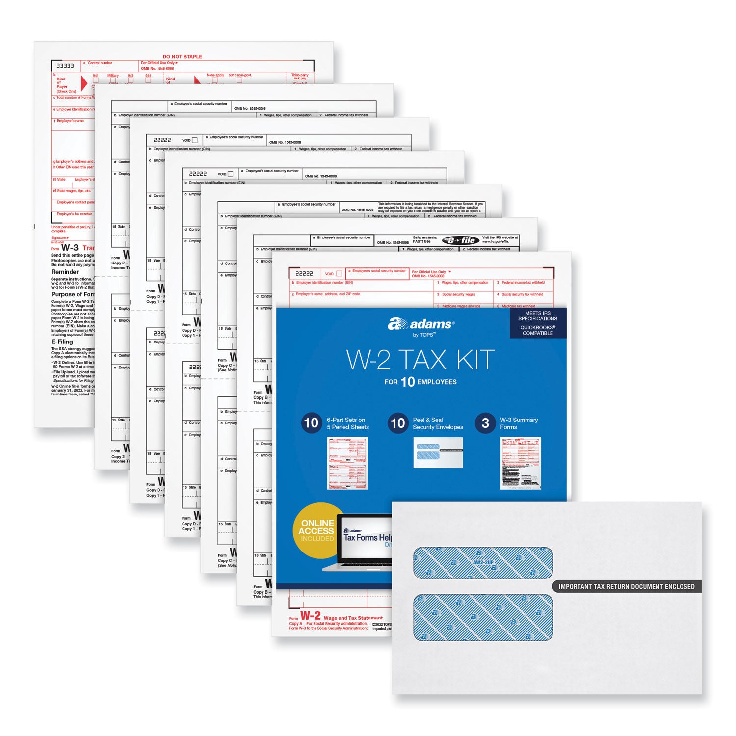 w-2-online-tax-kit-fiscal-year-2023-six-part-carbonless-8-x-55-2-forms-sheet-10-forms-total_top22908kit - 1