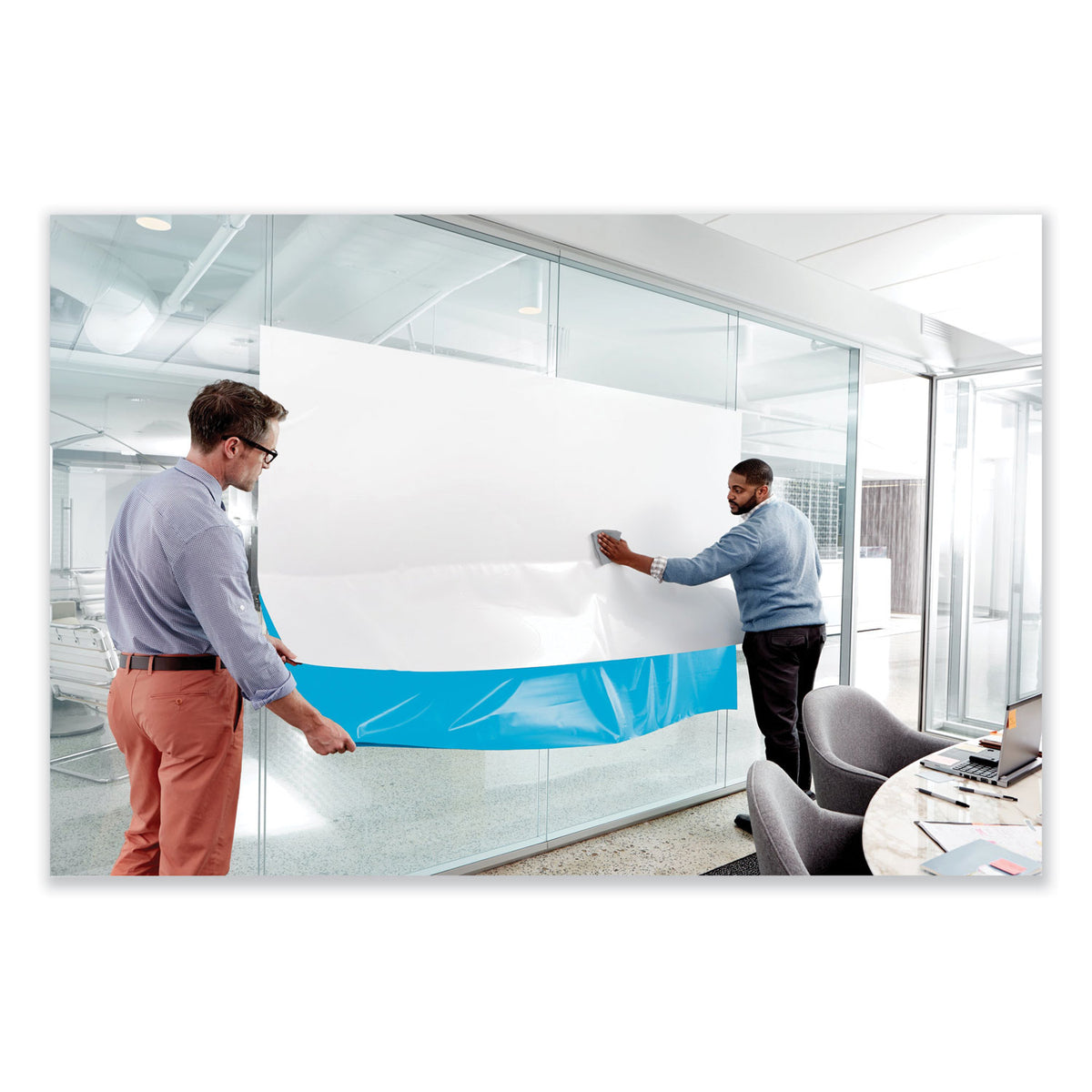 Dry Erase Surface with Adhesive Backing, 48 x 36, White Surface