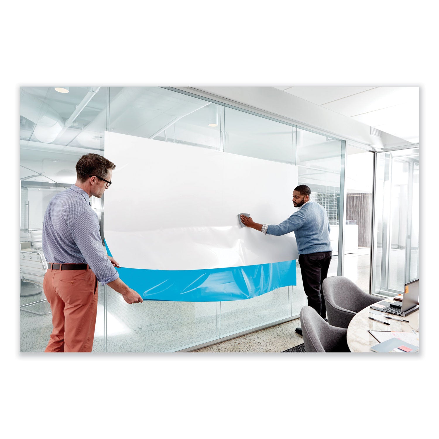 Dry Erase Surface with Adhesive Backing, 72 x 48, White Surface - 