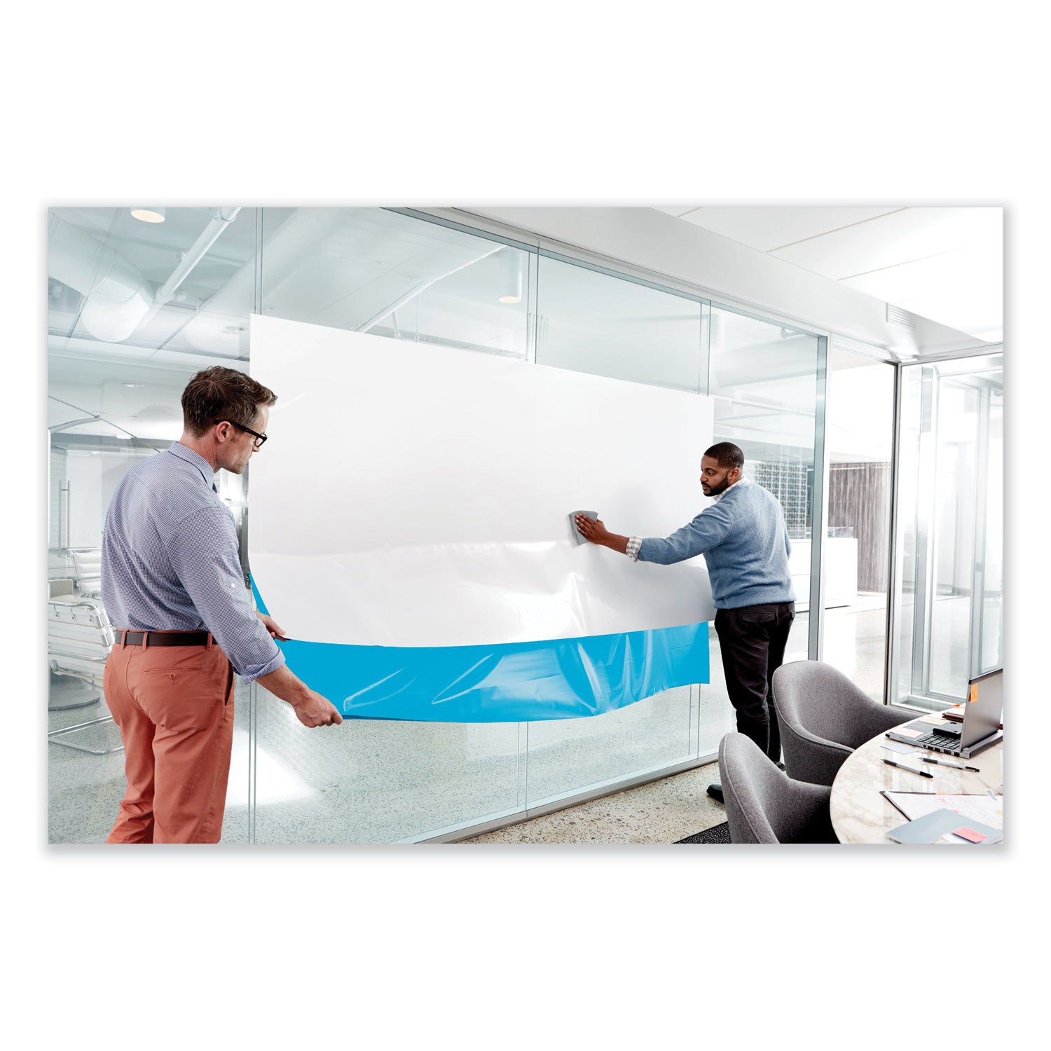 Dry Erase Surface with Adhesive Backing, 96 x 48, White Surface - 