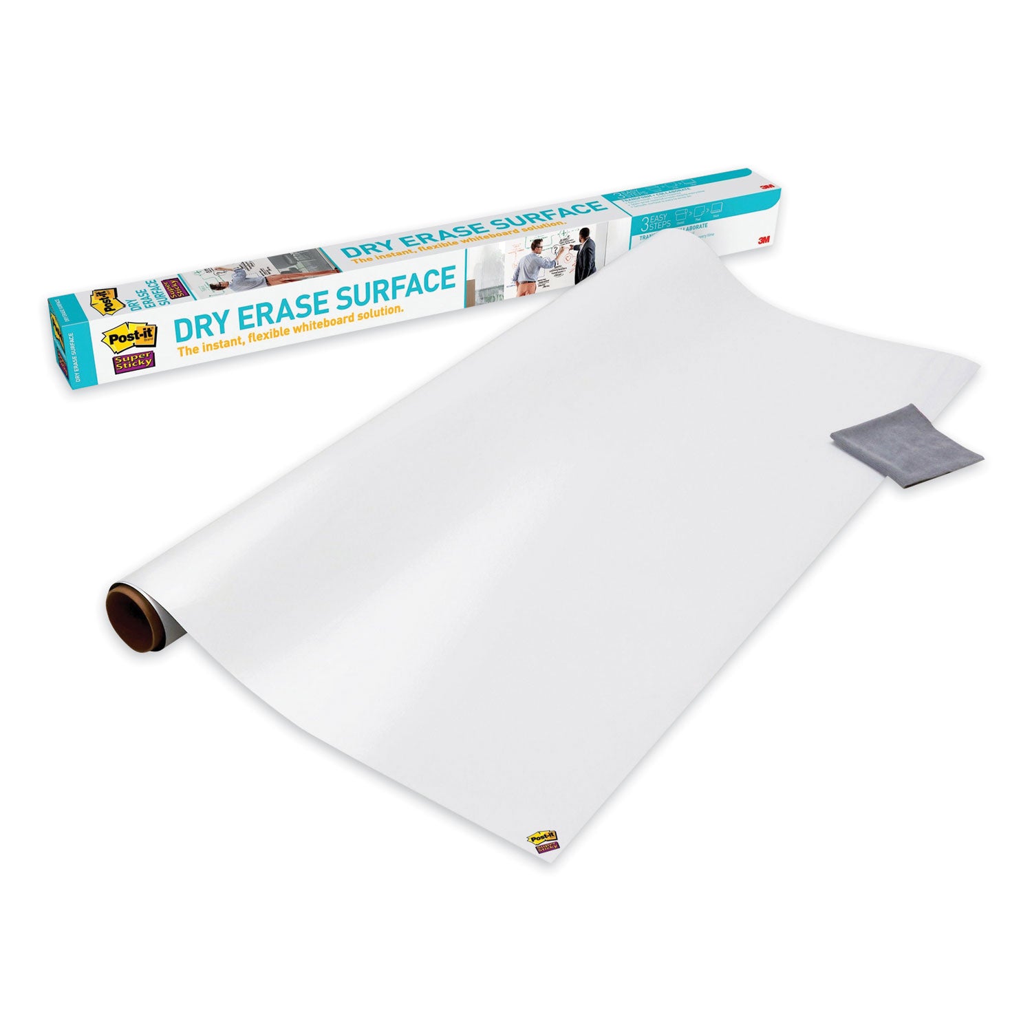 Dry Erase Surface with Adhesive Backing, 96 x 48, White Surface - 