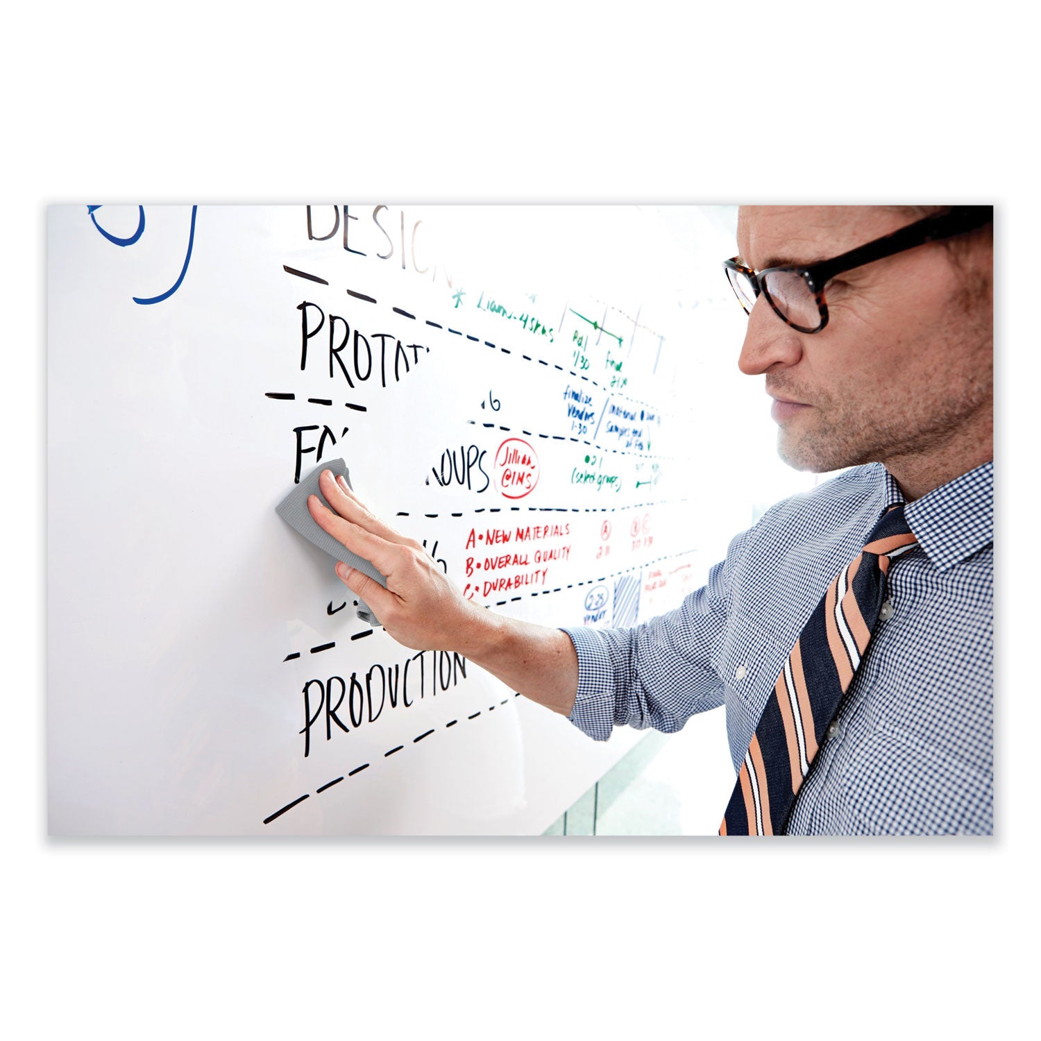 Dry Erase Surface with Adhesive Backing, 36 x 24, White Surface - 