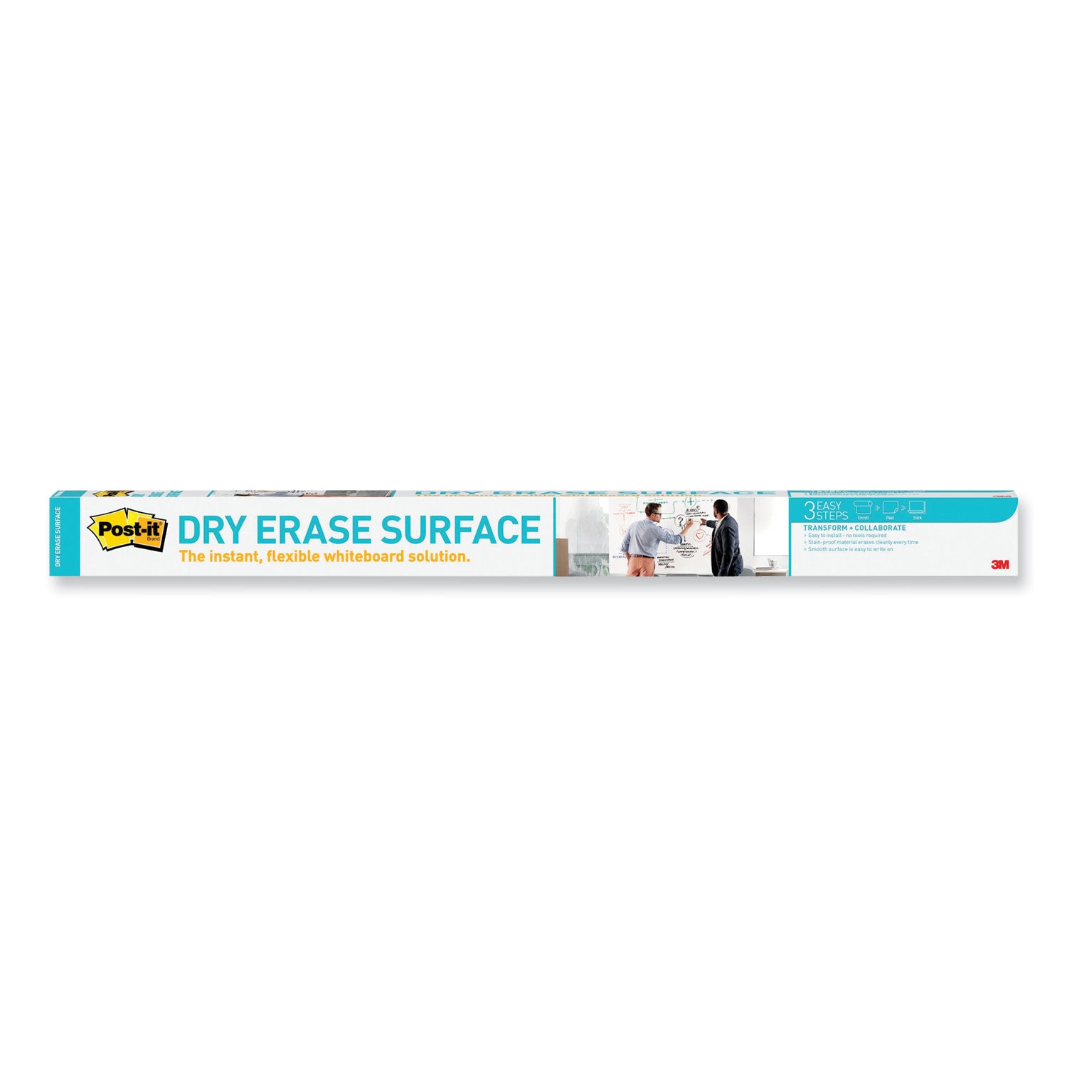 Dry Erase Surface with Adhesive Backing, 48 x 36, White Surface - 