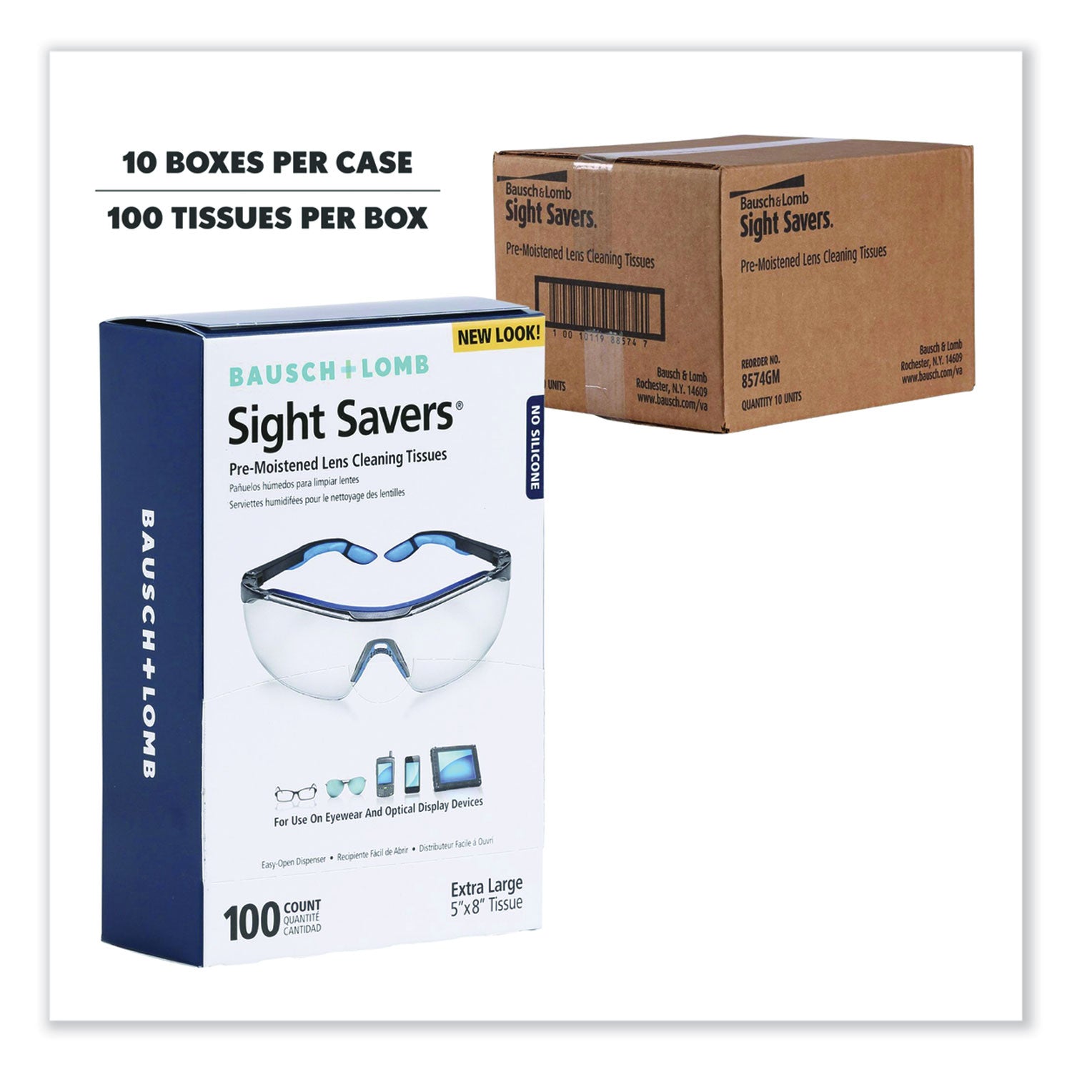 sight-savers-premoistened-lens-cleaning-tissues-8-x-5-100-box-10-box-carton_bal8574gmct - 1