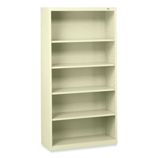 Metal Bookcase, Five-Shelf, 34.5w x 13.5d x 66h, Putty - 