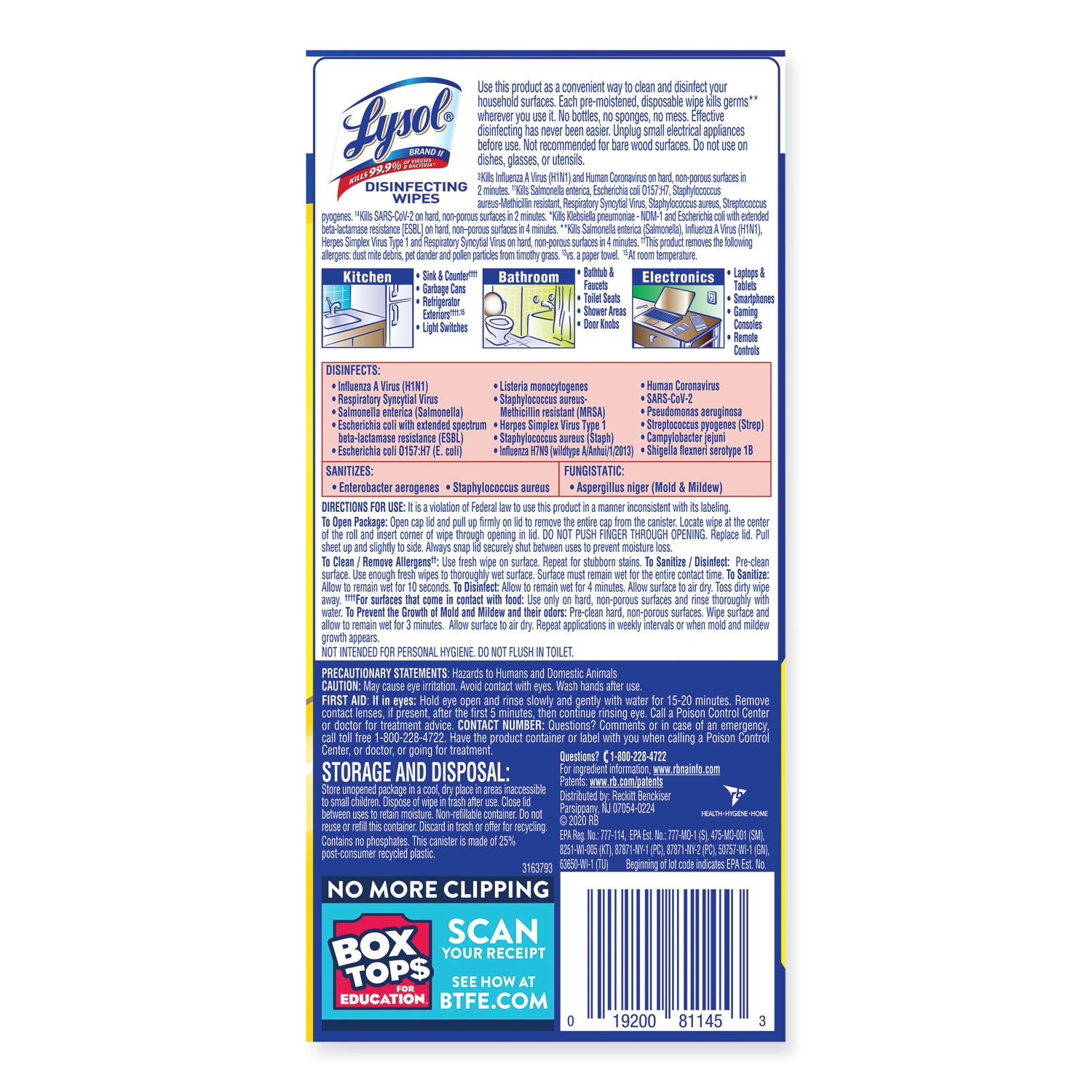 Disinfecting Wipes, 1-Ply, 7 x 7.25, Lemon and Lime Blossom, White, 35 Wipes/Canister, 12 Canisters/Carton - 