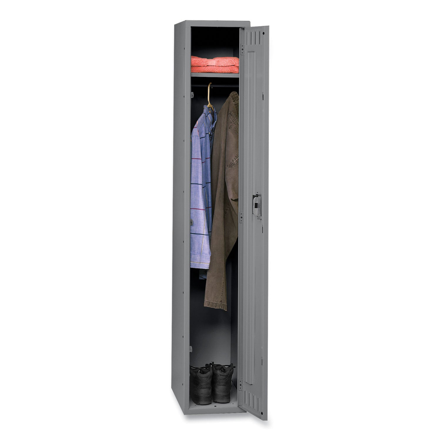 Single-Tier Locker, One Locker with Hat Shelf and Coat Rod, 12w x 18d x 72h, Medium Gray - 