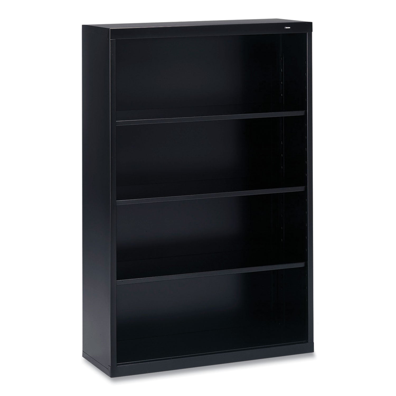 Metal Bookcase, Four-Shelf, 34.5w x 13.5d x 52.5h, Black - 