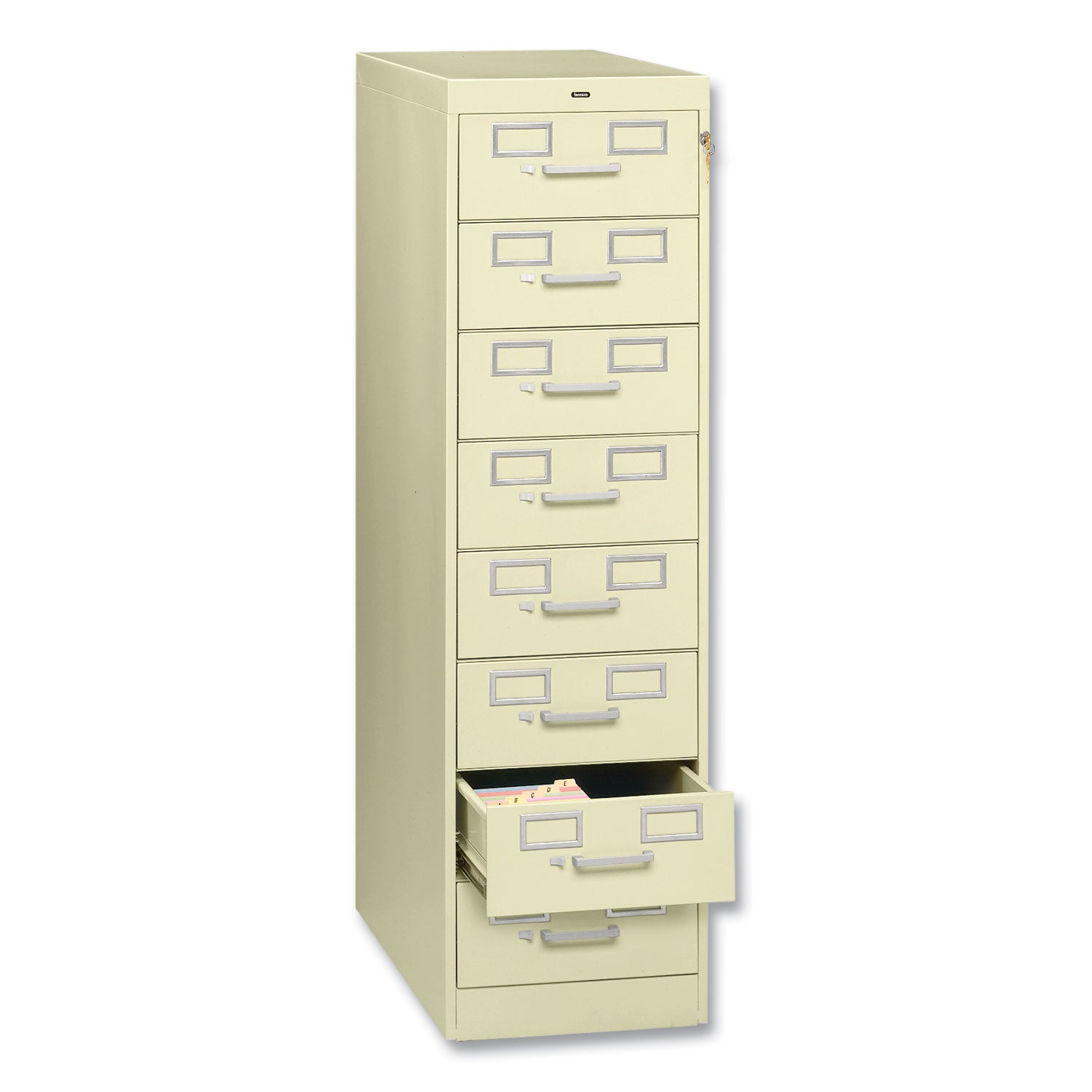 Eight-Drawer Multimedia/Card File Cabinet, Putty, 15" x 28.5" x 52 - 