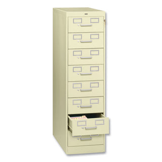 Eight-Drawer Multimedia/Card File Cabinet, Putty, 15" x 28.5" x 52 - 