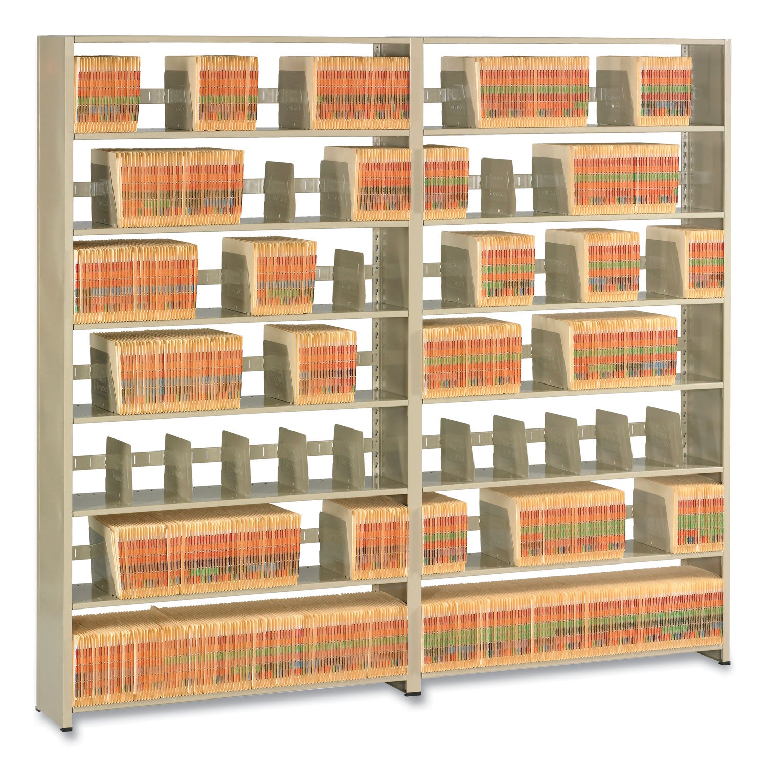 Snap-Together Seven-Shelf Closed Add-On Unit, Steel, 48w x 12d x 88h, Sand - 
