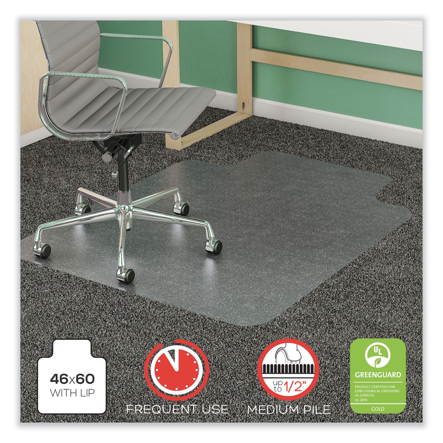 supermat-frequent-use-chair-mat-for-medium-pile-carpet-46-x-60-wide-lipped-clear_defcm14432f - 1
