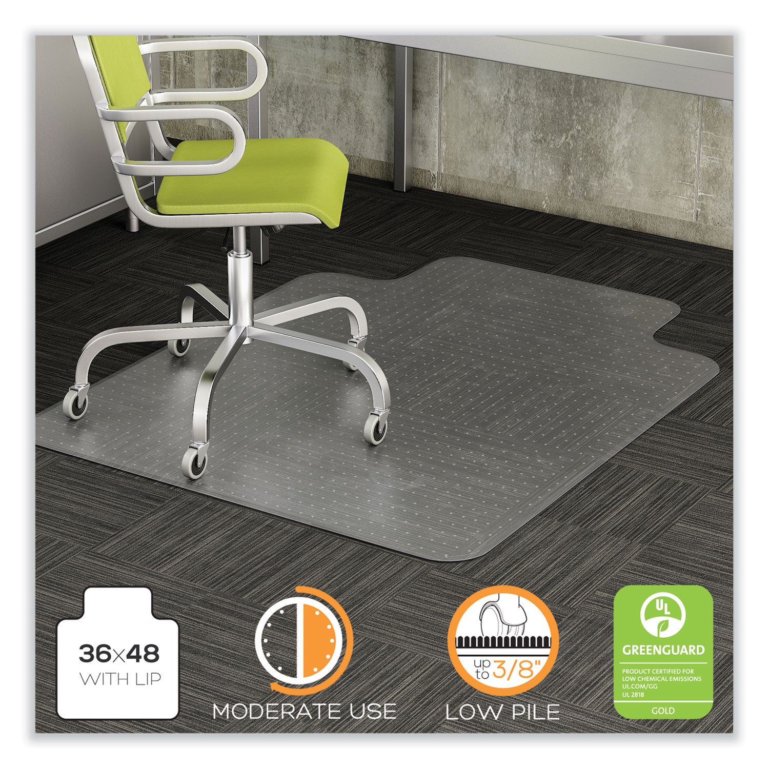 duramat-moderate-use-chair-mat-low-pile-carpet-roll-36-x-48-lipped-clear_defcm13113com - 1