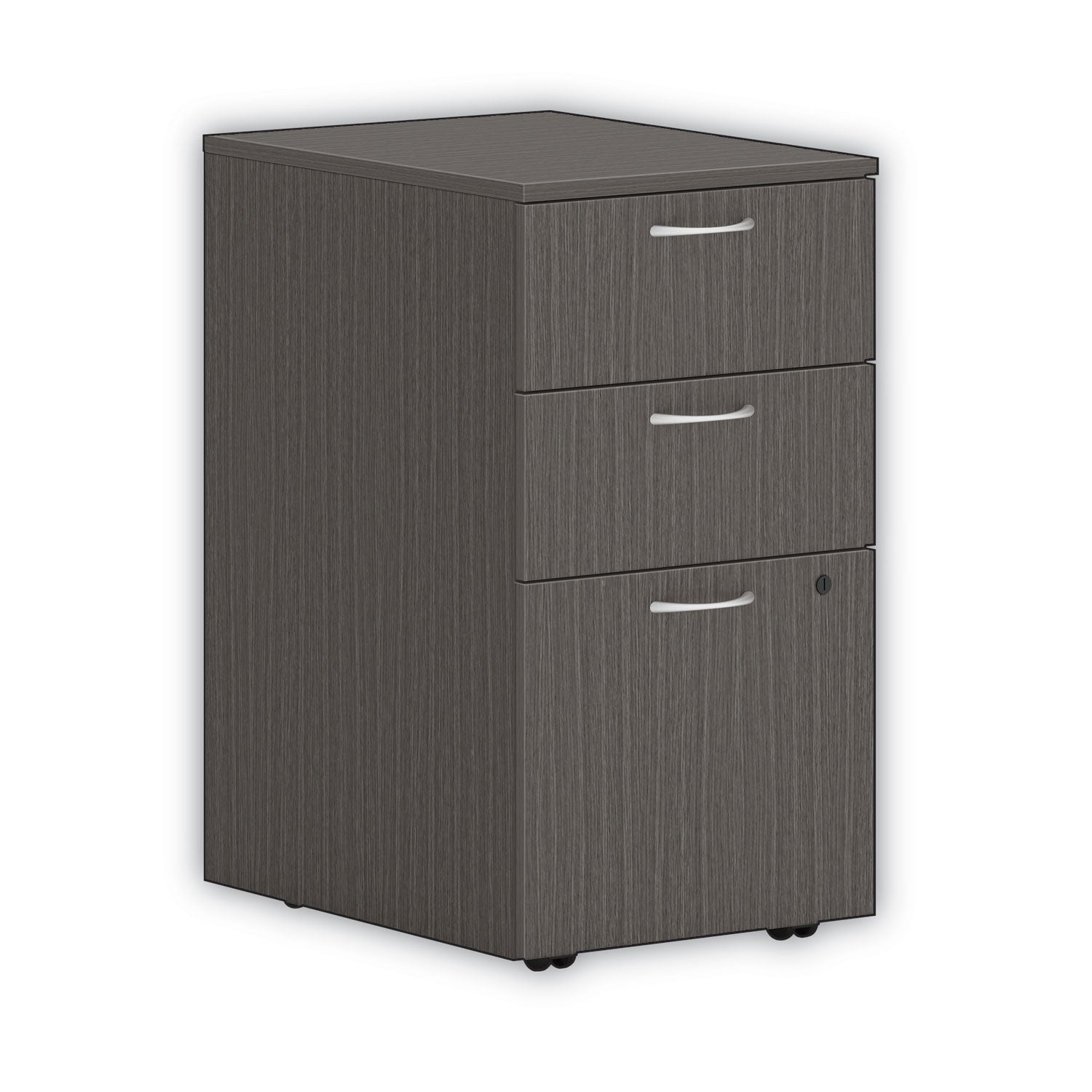 Mod Mobile Pedestal, Left or Right, 3-Drawers: Box/Box/File, Legal/Letter, Slate Teak, 15" x 20" x 28