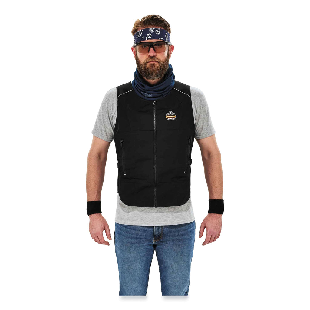Chill-Its 6255 Lightweight Phase Change Cooling Vest, Cotton/Polyester, Small/Medium, Black, Ships in 1-3 Business Days