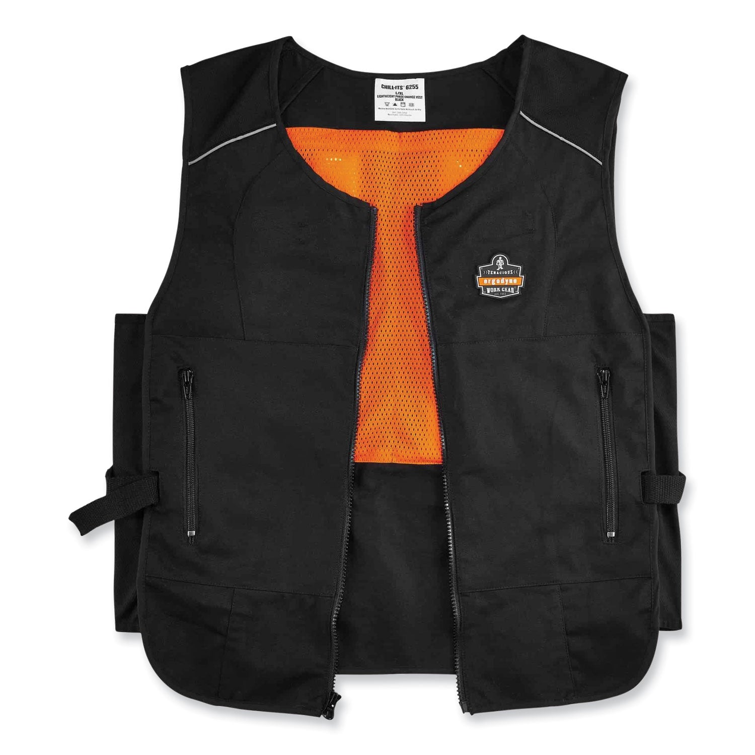Chill-Its 6255 Lightweight Phase Change Cooling Vest, Cotton/Polyester, Large/X-Large, Black, Ships in 1-3 Business Days