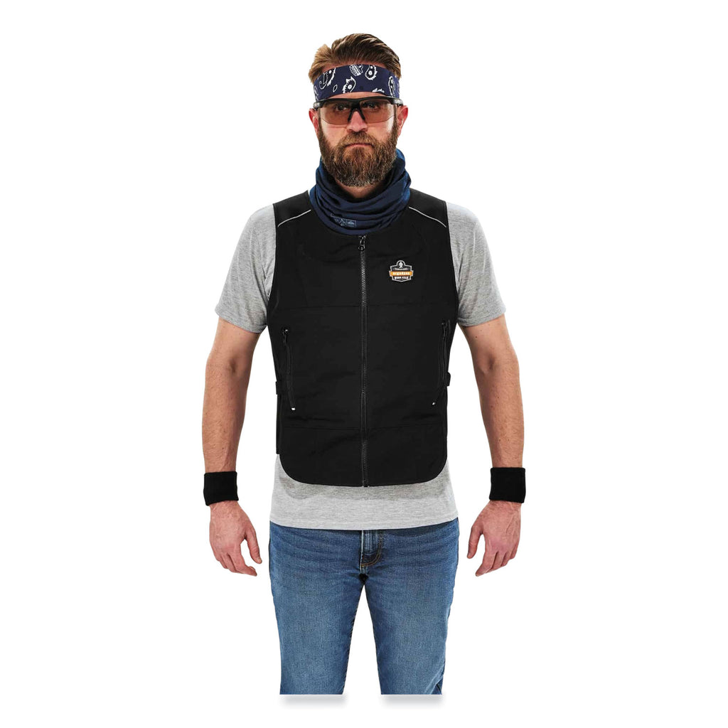Chill-Its 6255 Lightweight Phase Change Cooling Vest, Cotton/Polyester, Large/X-Large, Black, Ships in 1-3 Business Days