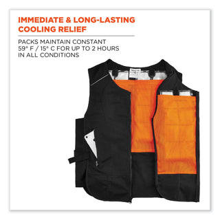 Chill-Its 6260 Lightweight Phase Change Cooling Vest w/ Packs, Cotton/Polyester, Large/XL, Black, Ships in 1-3 Business Days