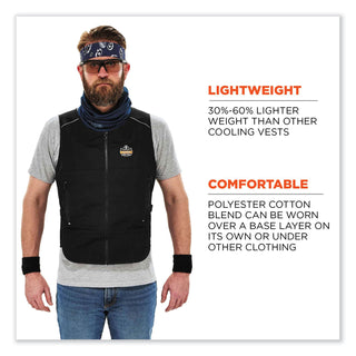 Chill-Its 6260 Lightweight Phase Change Cooling Vest w/ Packs, Cotton/Polyester, Large/XL, Black, Ships in 1-3 Business Days