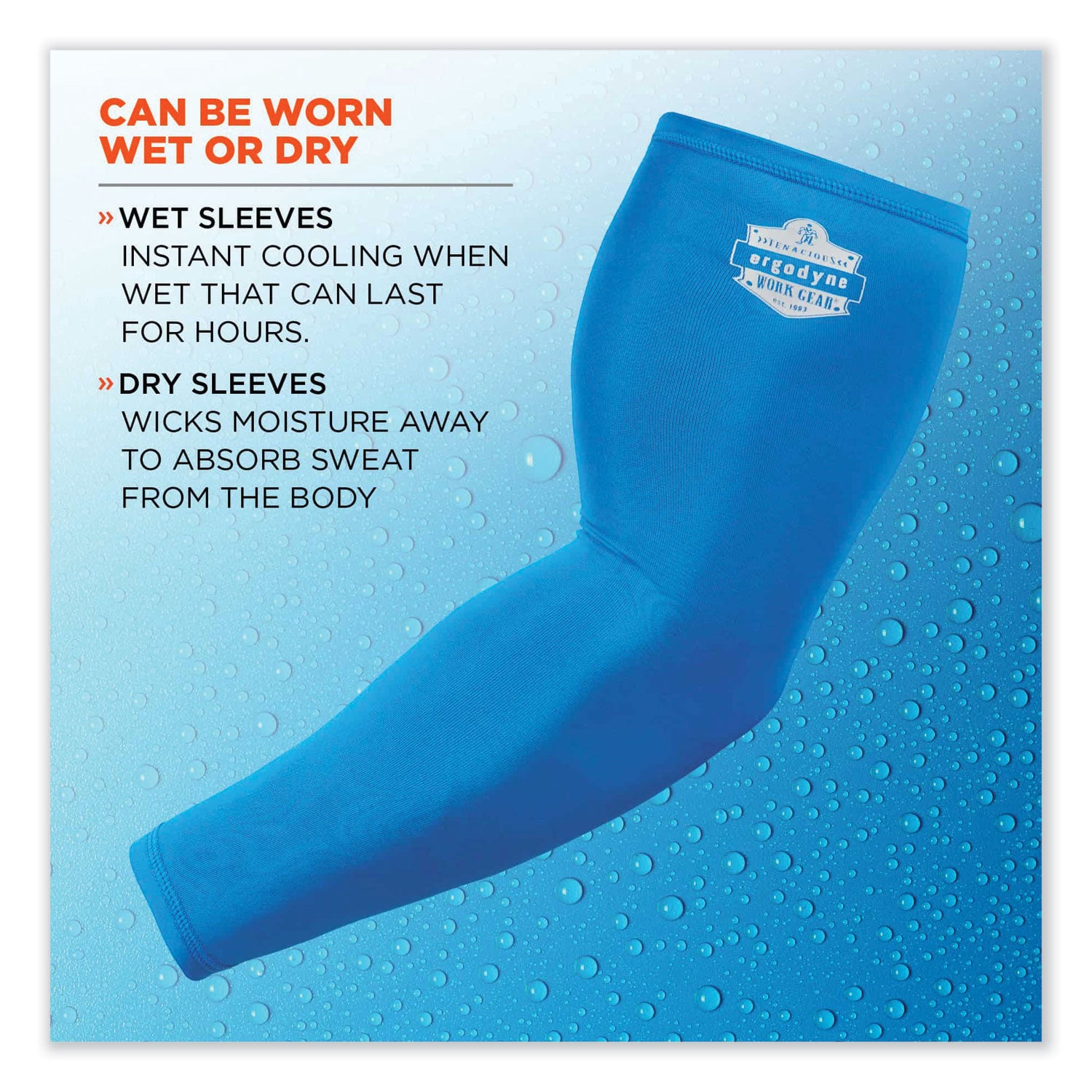 Chill-Its 6690 Performance Knit Cooling Arm Sleeve, Polyester/Spandex, 2X-Large, Blue, 2 Sleeves, Ships in 1-3 Business Days