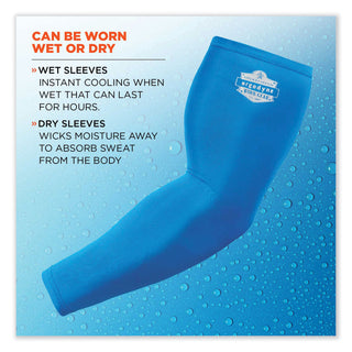 Chill-Its 6690 Performance Knit Cooling Arm Sleeve, Polyester/Spandex, 2X-Large, Blue, 2 Sleeves, Ships in 1-3 Business Days