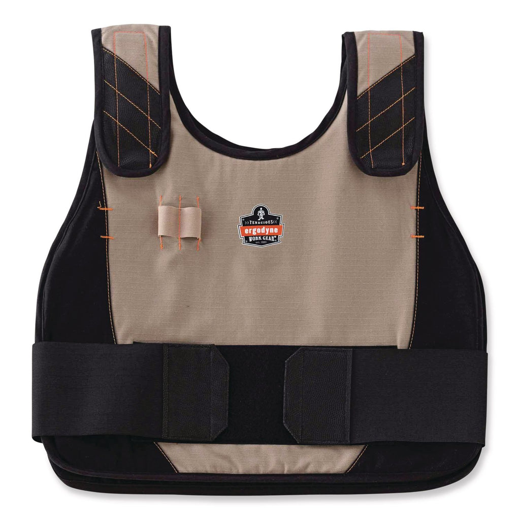 Chill-Its 6215 Premium FR Phase Change Cooling Vest w/ Packs, Modacrylic Cotton, Small/Med, Khaki, Ships in 1-3 Business Days