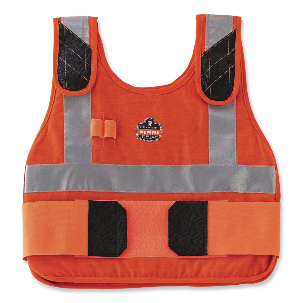 Chill-Its 6215 Premium FR Phase Change Cooling Vest w/Packs, Modacrylic Cotton, Small/Med, Orange, Ships in 1-3 Business Days