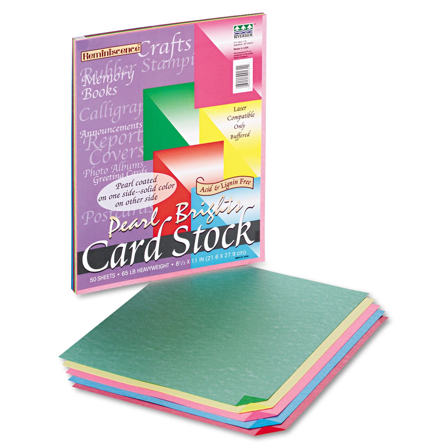 Reminiscence Card Stock, 65 lb Cover Weight, 8.5 x 11, Assorted Bright Pearl Colors, 50/Pack - 