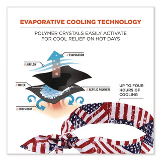 Chill-Its 6700 Cooling Bandana Polymer Tie Headband, One Size Fits Most, Stars and Stripes, Ships in 1-3 Business Days