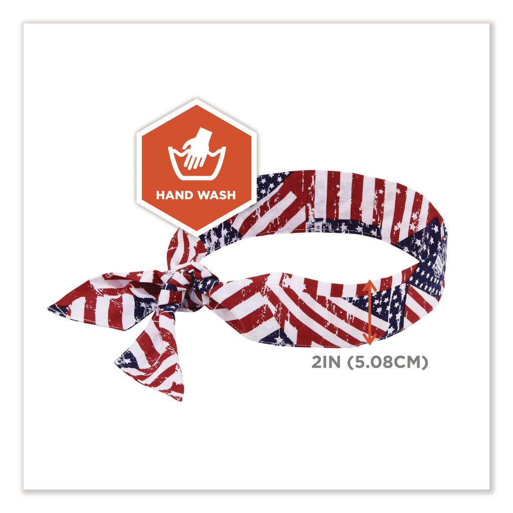 Chill-Its 6700 Cooling Bandana Polymer Tie Headband, One Size Fits Most, Stars and Stripes, Ships in 1-3 Business Days
