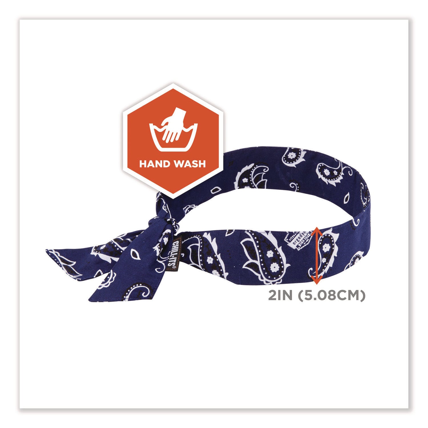 Chill-Its 6700 Cooling Bandana Polymer Tie Headband, One Size Fits Most, Navy Western, Ships in 1-3 Business Days